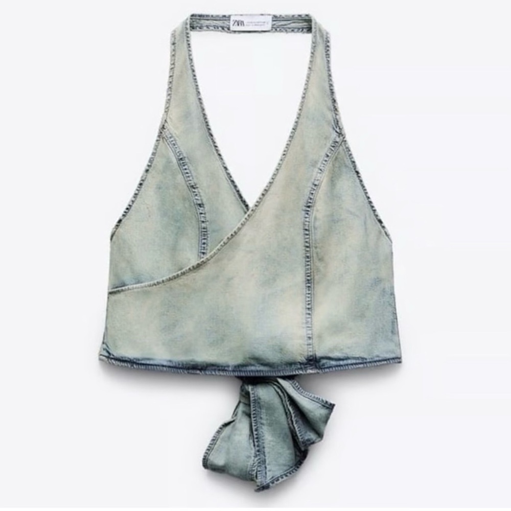 ZARA denim halter wrap top